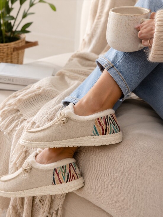 Hey Dude Shoes - 🌵❄️ Hey Dude Wendy Funk Wool Beige Faux Fur Lined Slip-On Shoes Women's Size 10